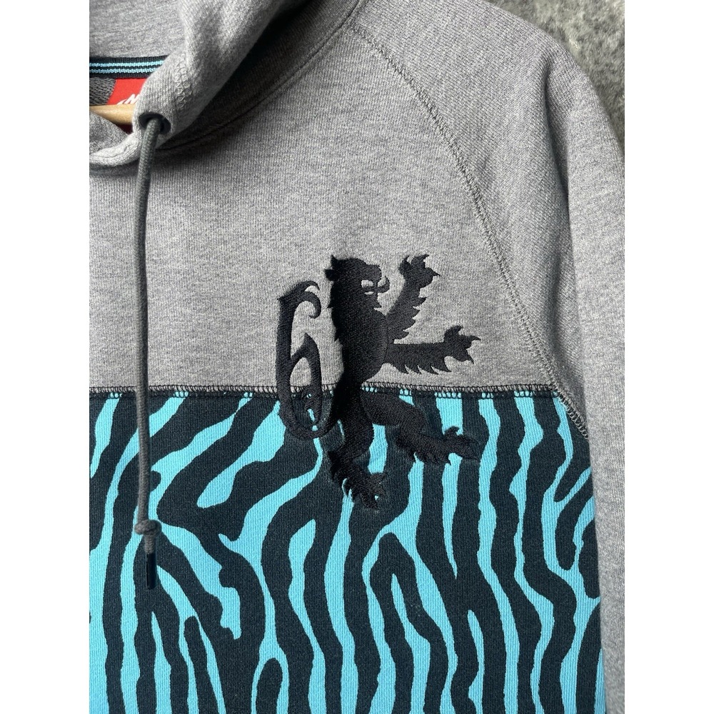 Lebron James Nike Hoodie Men Large Gray LBJ Safari Print Colorblock Fleece - Picture 2 of 9